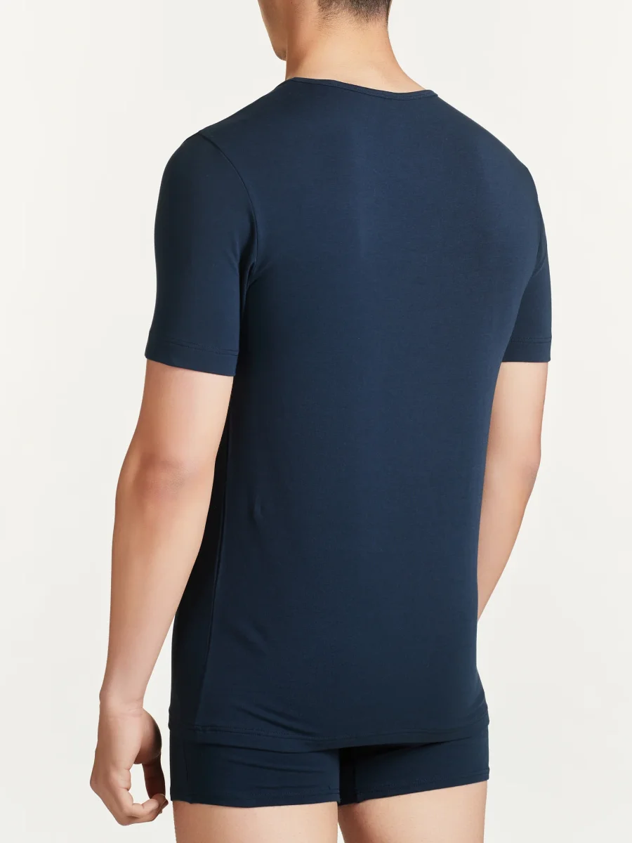 Dynamic - Maglietta scollo a V a manica corta in cotone elasticizzato - Bleu Bipack - immagine 4