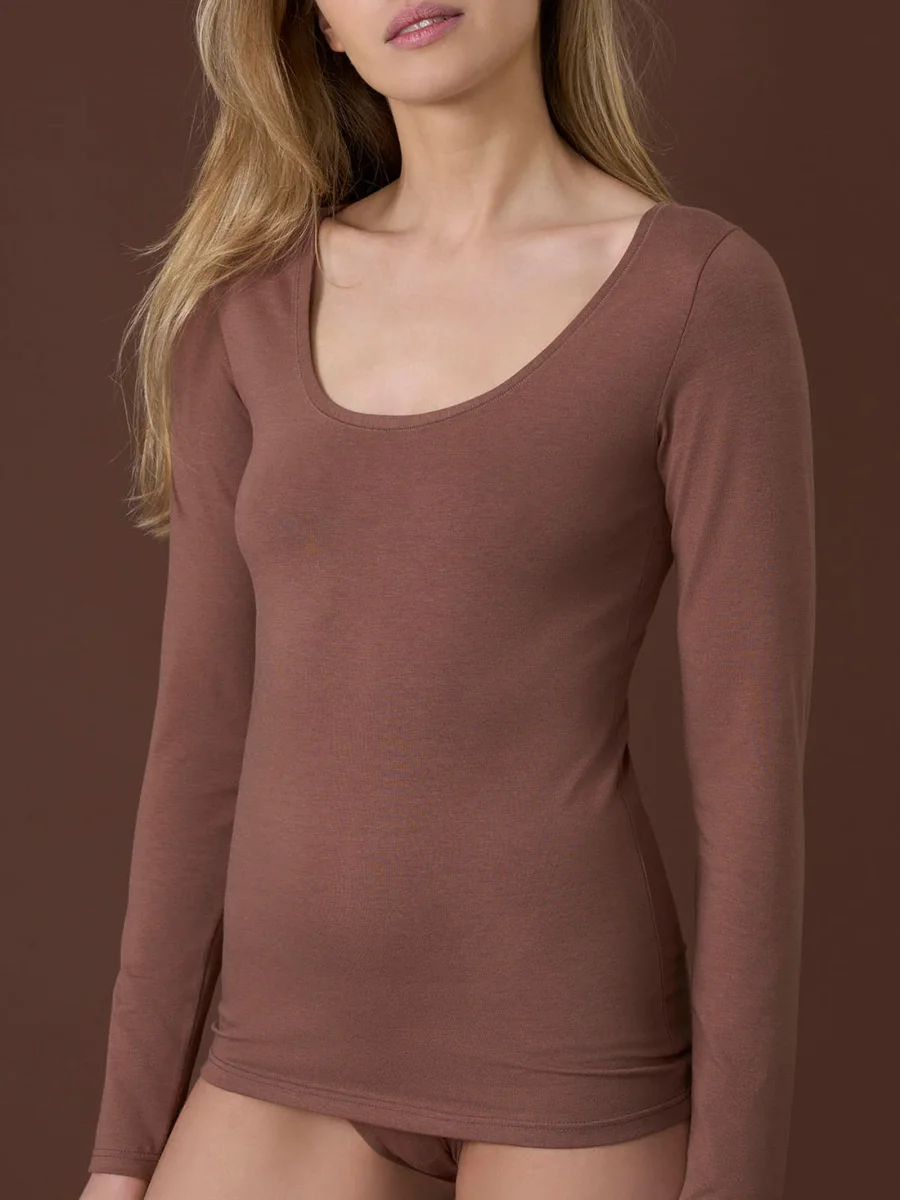 beYOUtiful - Maglietta a manica lunga in cotone elasticizzato extra fine - Acorn - immagine 2