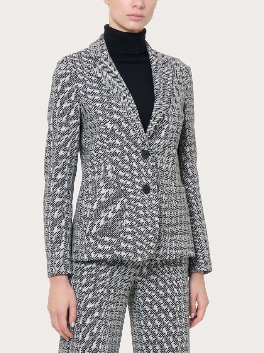 Blazer due bottoni in tessuto Eco Jacquard - Fant.Nero