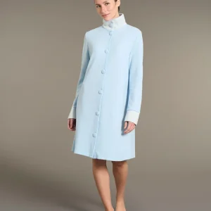 Giacca da camera lunga e aperta in cotton eco pile - Fant. Sky Blue