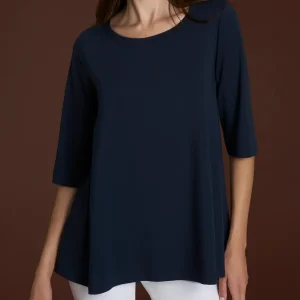 beYOUtiful Homewear – Maglietta con manica 3/4 in cotone elasticizzato - Bleu
