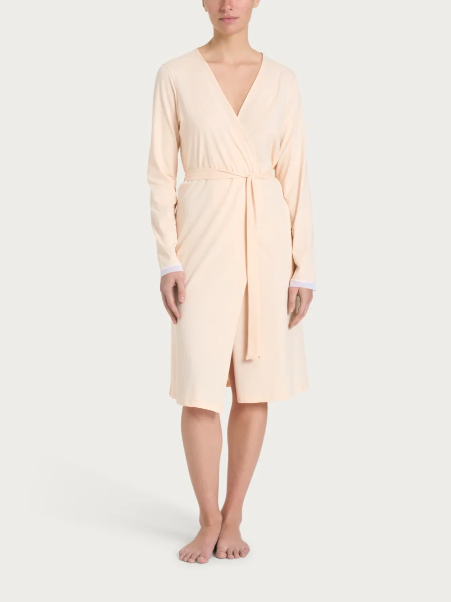 Vestaglia a manica lunga con fascetta in Jersey di Cotone - Pale Peach - immagine 2