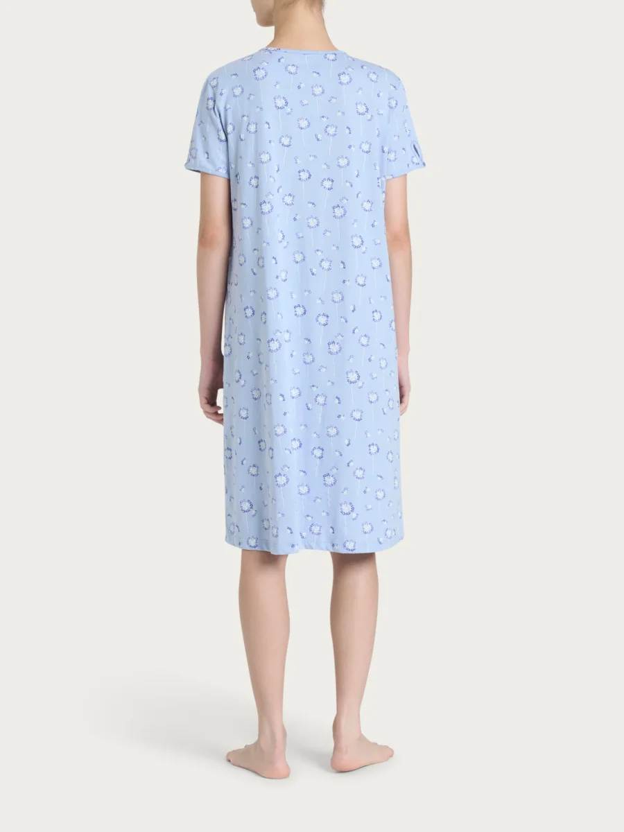 Camicia da notte aperta con arricciatura in Jersey di cotone 40-52 - Fant. Brunnera Blue - immagine 3