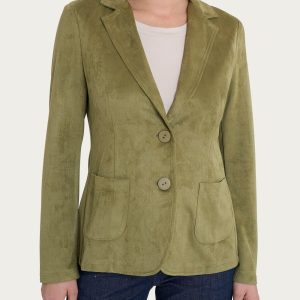 Blazer con due bottoni in Eco Suede - Sphagnum