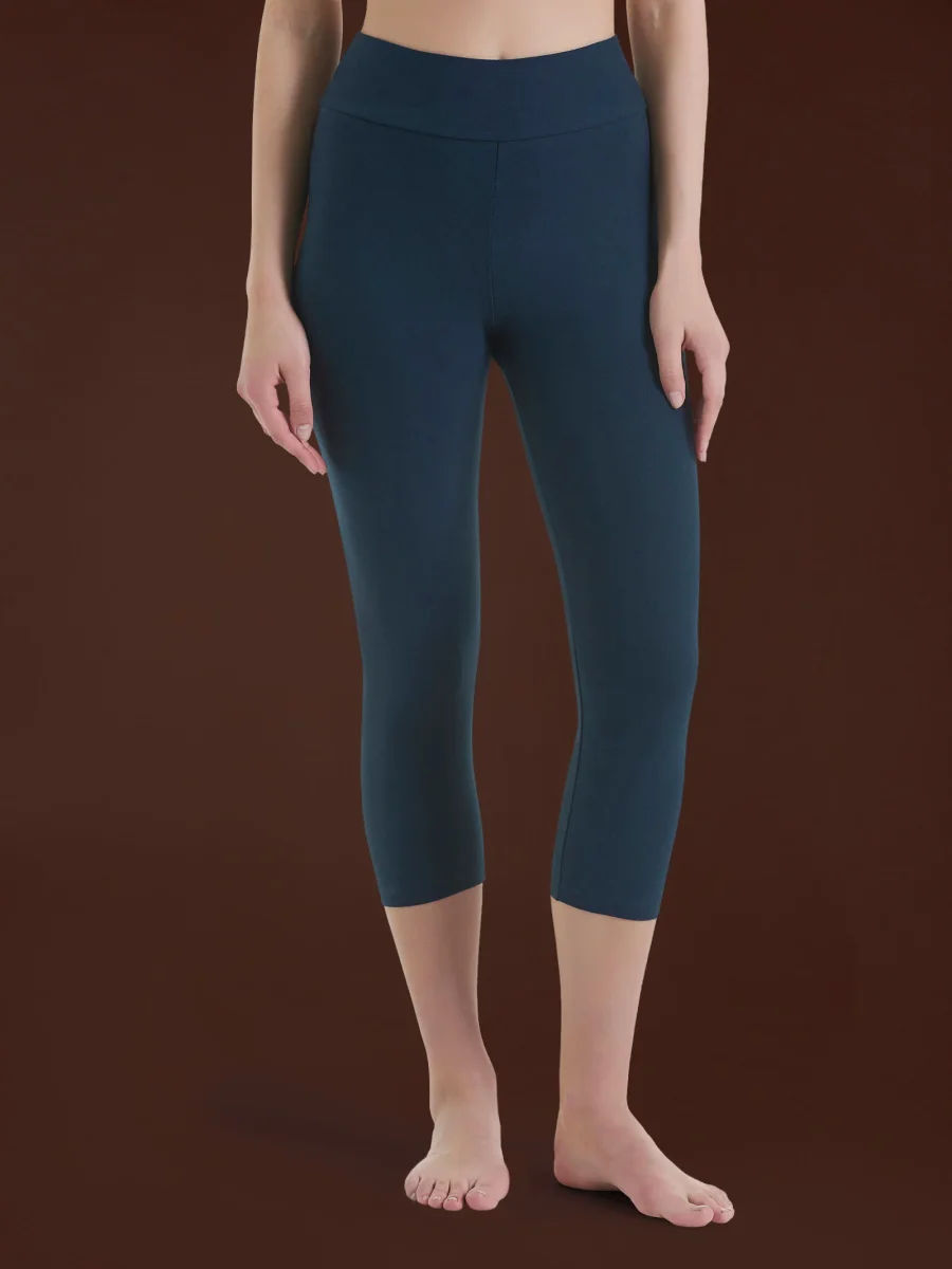 beYOUtiful Homewear – Leggings a pinocchietto in cotone elasticizzato - Bleu - immagine 2