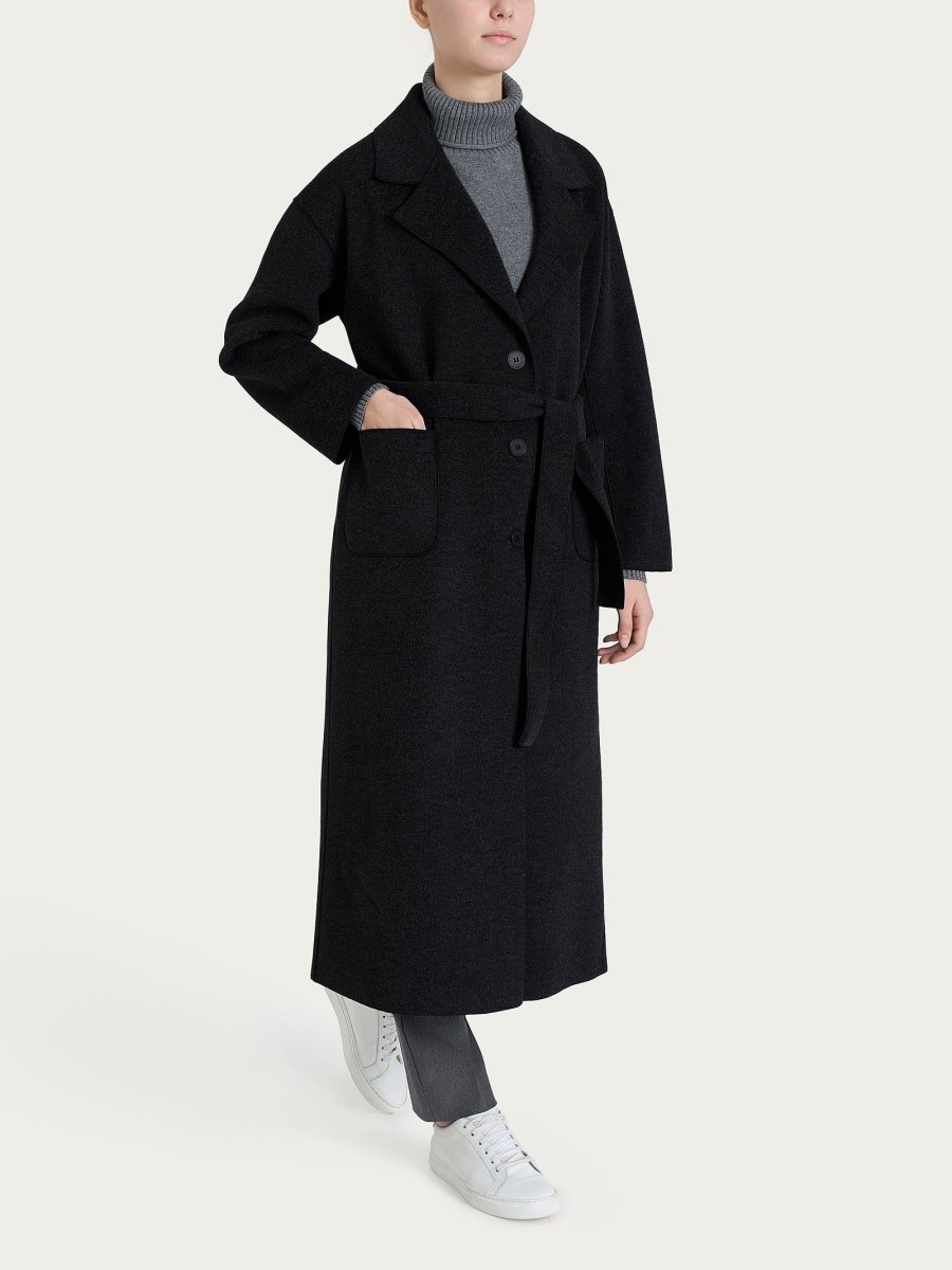Cappotto lungo in Vegan Wool - Nero
