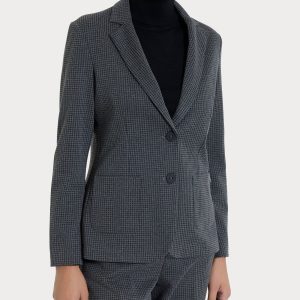 Blazer con due bottoni e micro check in Eco Jacquard - Fant.Ardesia Mel.