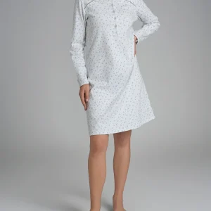 Camicia da notte con dettagli in Interlock di cotone 56-60 - Fant. Eventide