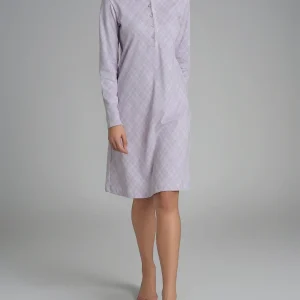 Camicia da notte con pizzo in Interlock di cotone 56-60 - Fant. Lavender Blue
