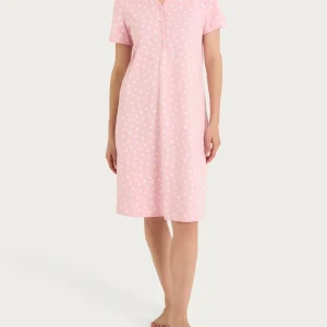 Camicia da notte con collo a serafino in Jersey di cotone 40-50 - Fant. Cameo Pink