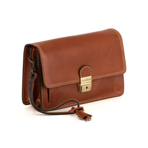 Pochette Donna in Pelle Cognac Classic