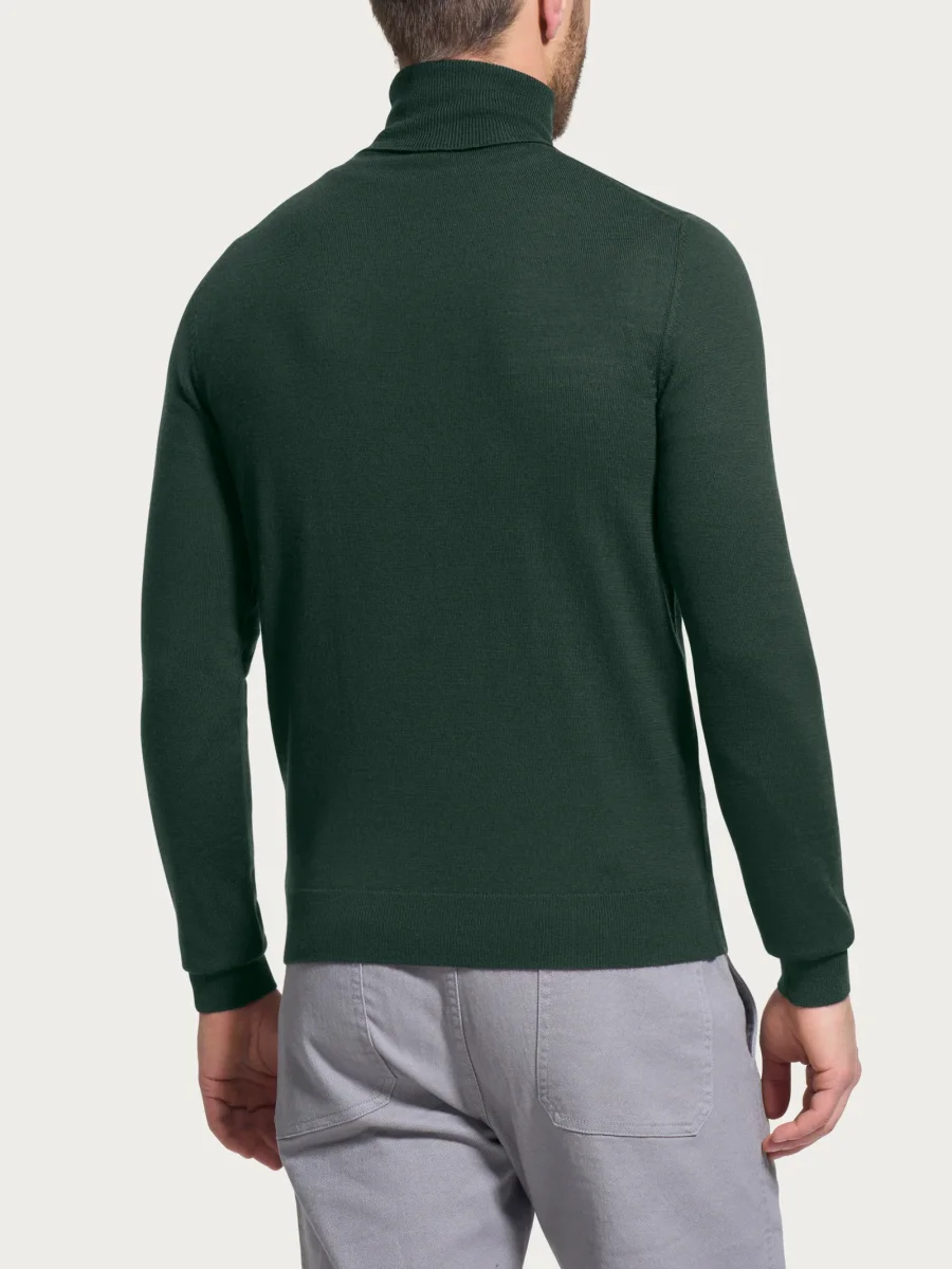Dolcevita a maglia unita in Merino Soft - Kombu Green - immagine 3