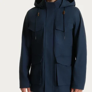 Cappotto con cappuccio In Canvas Stretch - Outer Space
